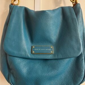 Marc By Marc Jacobs Blue and Brown Shoulder Bag with Leather Straps